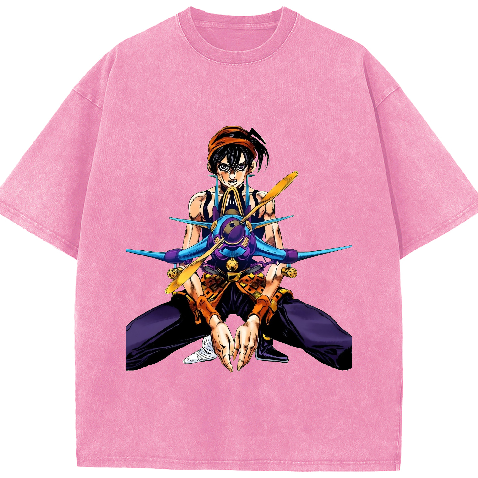 （画像用） ジョジョの奇妙な冒険 ナランチャ?ギルガ JoJo's Bizarre Adventure Narancia Ghirga 綿100% ヴィンテージ風 半袖Tシャツ（フロントプリント）
